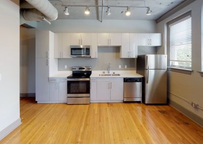 kitchen area at the maclellan apartments