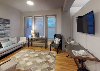 living room of an apartment at the maclellan