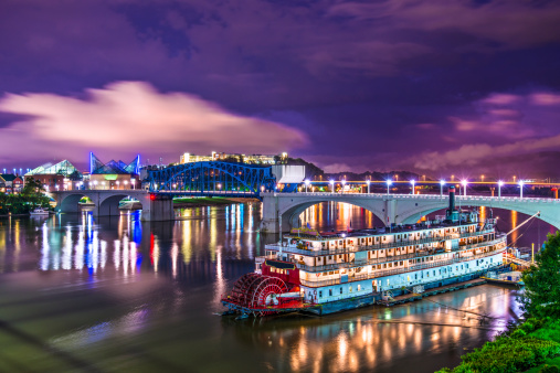 aerial view of chattanooga tn at night